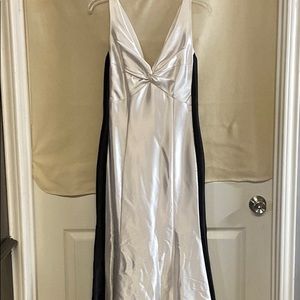 White and black prom gown